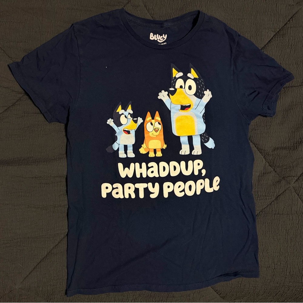 Bluey "Whaddup, Party People" Navy Graphic Tee